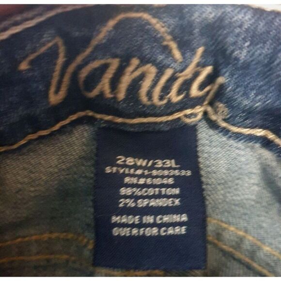 Vanity Womens Bootcut Jeans 28x33 Blue Denim Cowgirl Embroidered Low Rise Street - Picture 7 of 8
